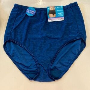 Vanity Fair Illumination Brief. Silky Soft Stretch Fabric. Blue Design. 6M